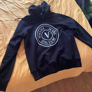 Versace Jeans Black Cotton Logo Details Hooded Sweatshirt M